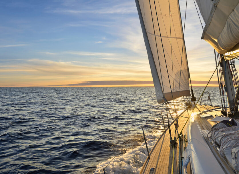 Sailboat,Sailing,In,The,Mediterranean,Sea,At,Sunset
